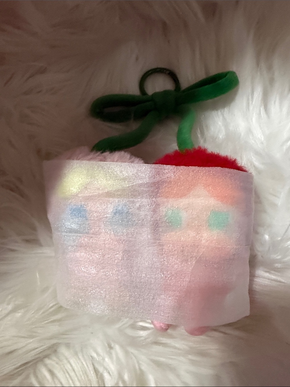 Plush Twin Doll Key & Card Holder - Pink and Red - Picture 3 of 5